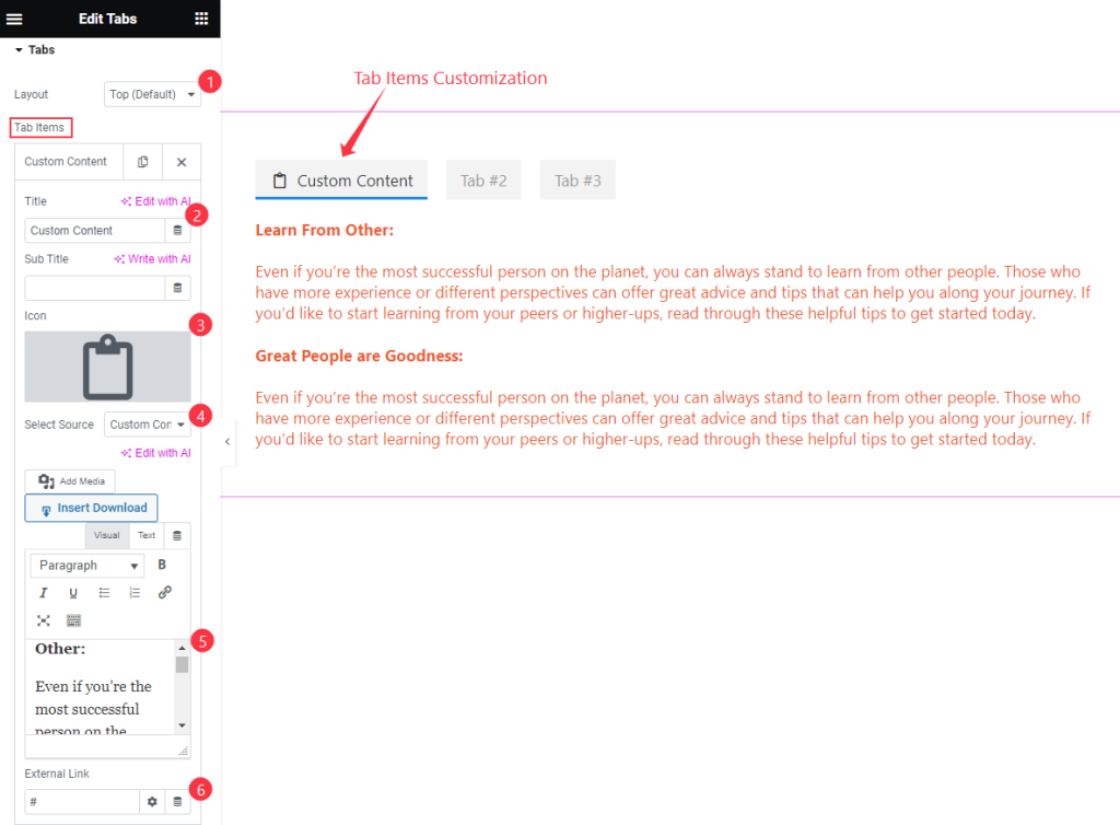 Tabs item customization - BdThemes