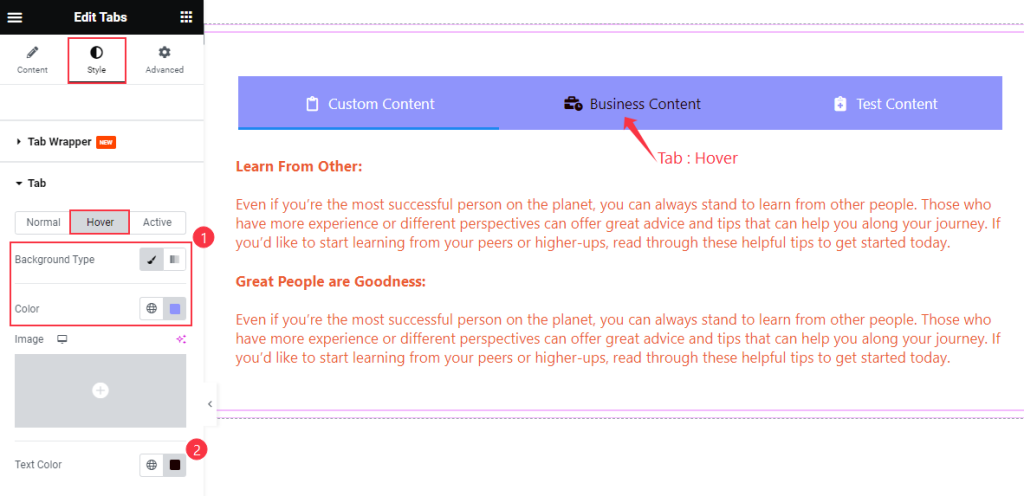 tab hover - BdThemes