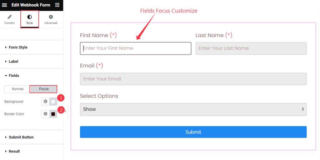 Fields focus - BdThemes