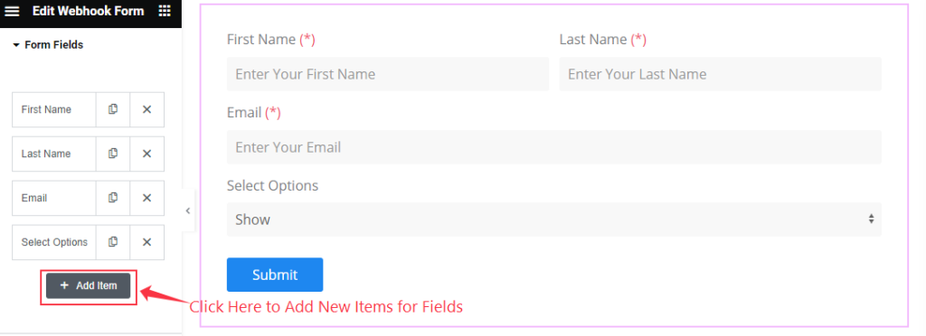 form fields 4 new items - BdThemes