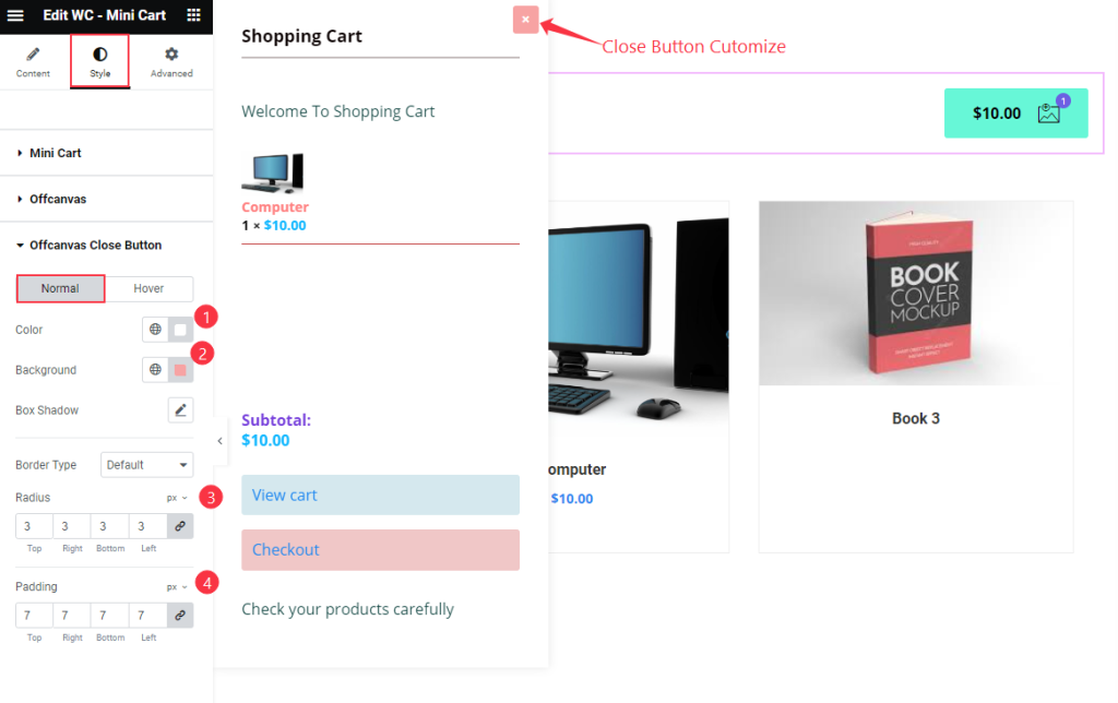 offcanvas close button cutomize - BdThemes