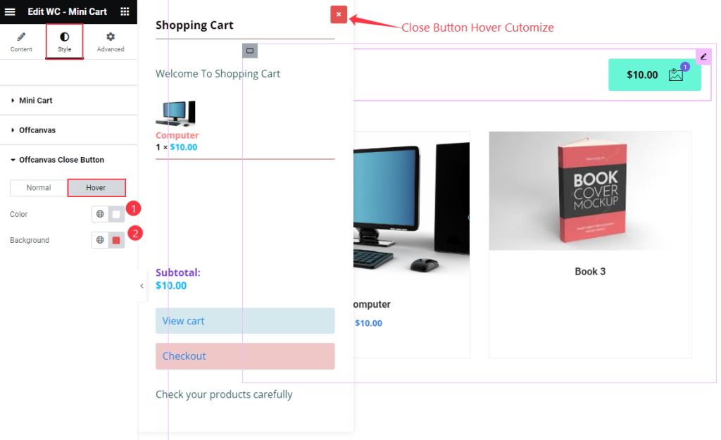 offcanvas close button cutomize hover - BdThemes