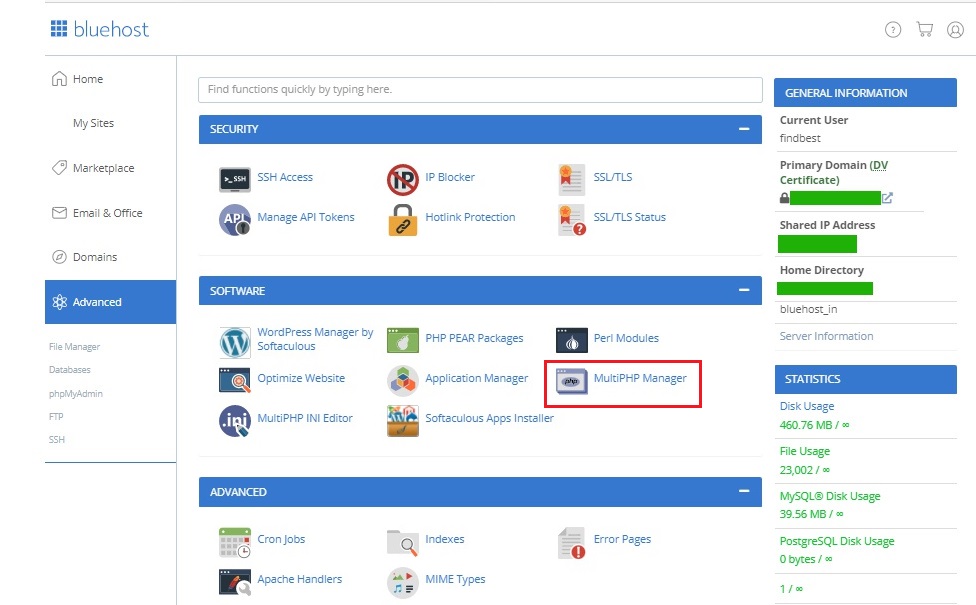 Bluehost dashboard - BdThemes