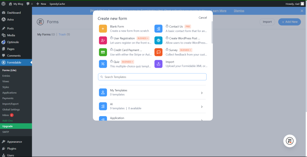 add form type in forminator - BdThemes