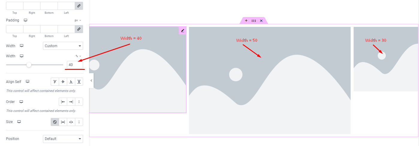 Custom width with overflow content