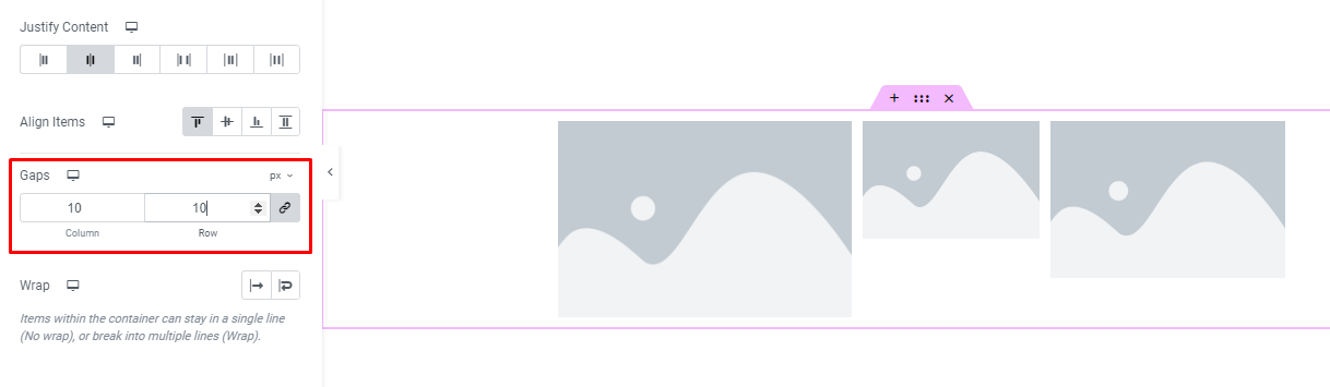 Gaps option for Column and Row gaps adjustments