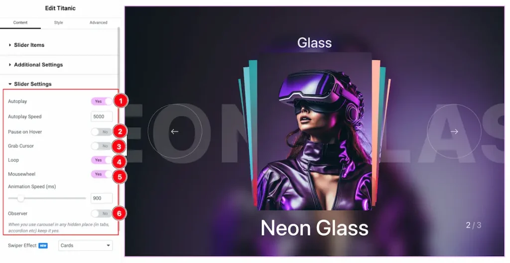 Slider Settings Section