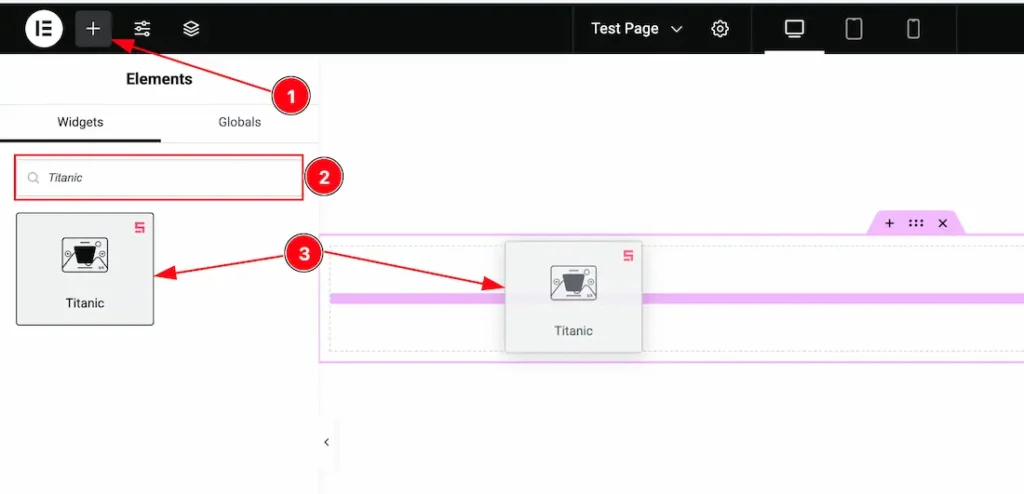 Inserting The Titanic Slider widget
