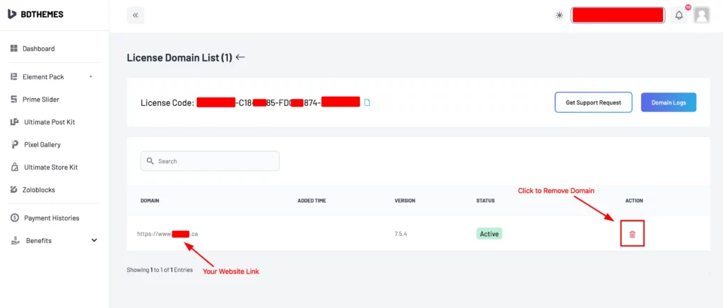 Remove domain 1 - BdThemes