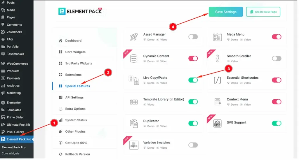Enable the Live Copy Paste Feature