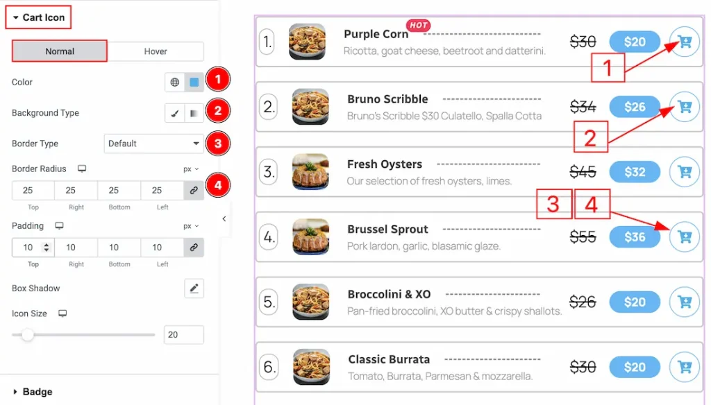 Cart Icon Section