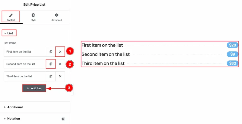 List Section