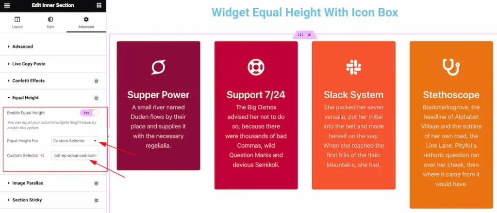 Custom Selector for Equal Height
