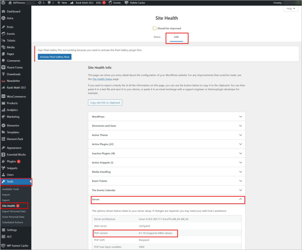 PHP check - BdThemes
