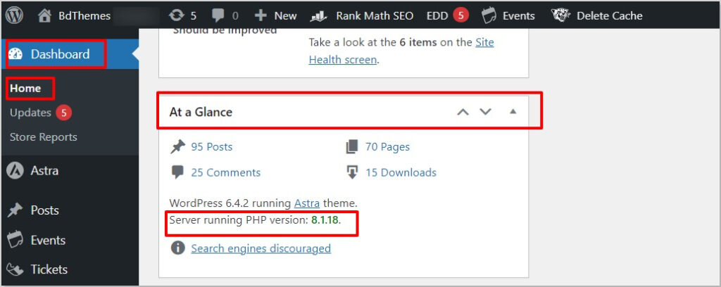 php version - BdThemes