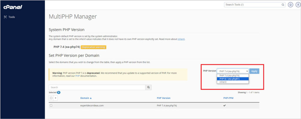 phpversion new - BdThemes
