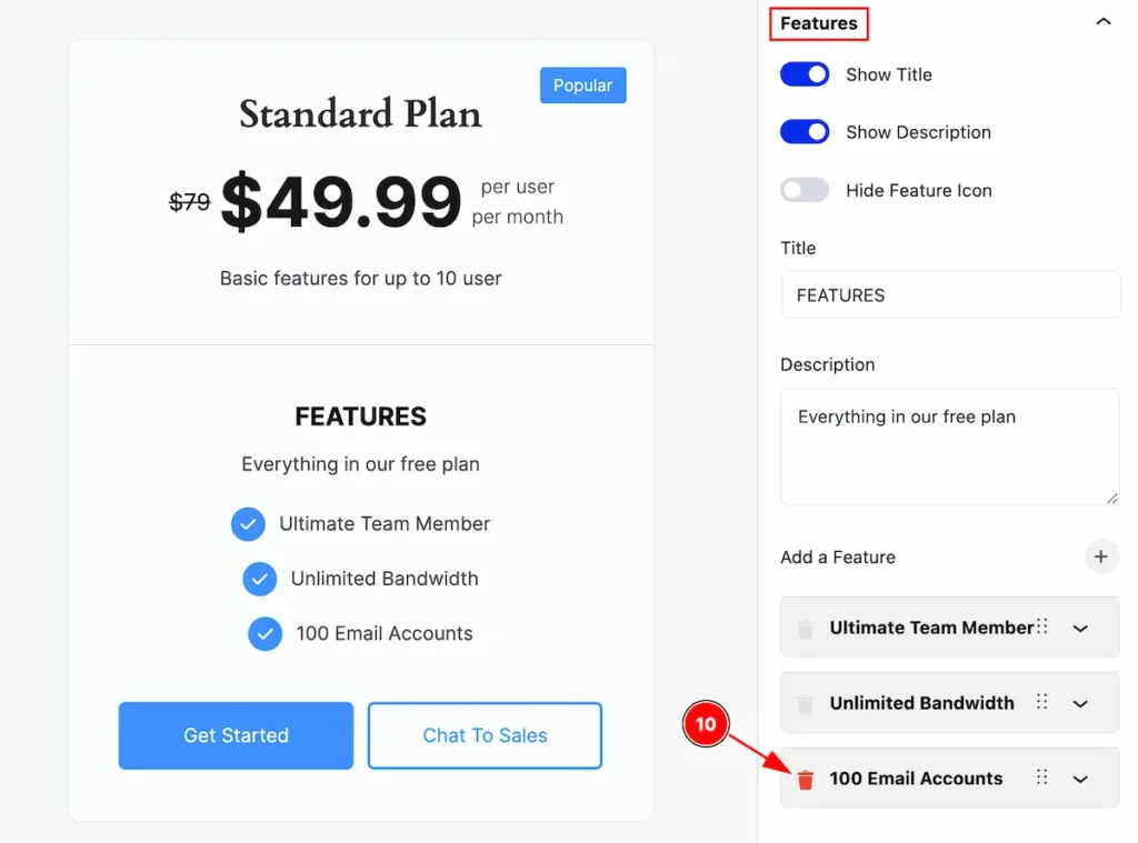 features remove item - BdThemes