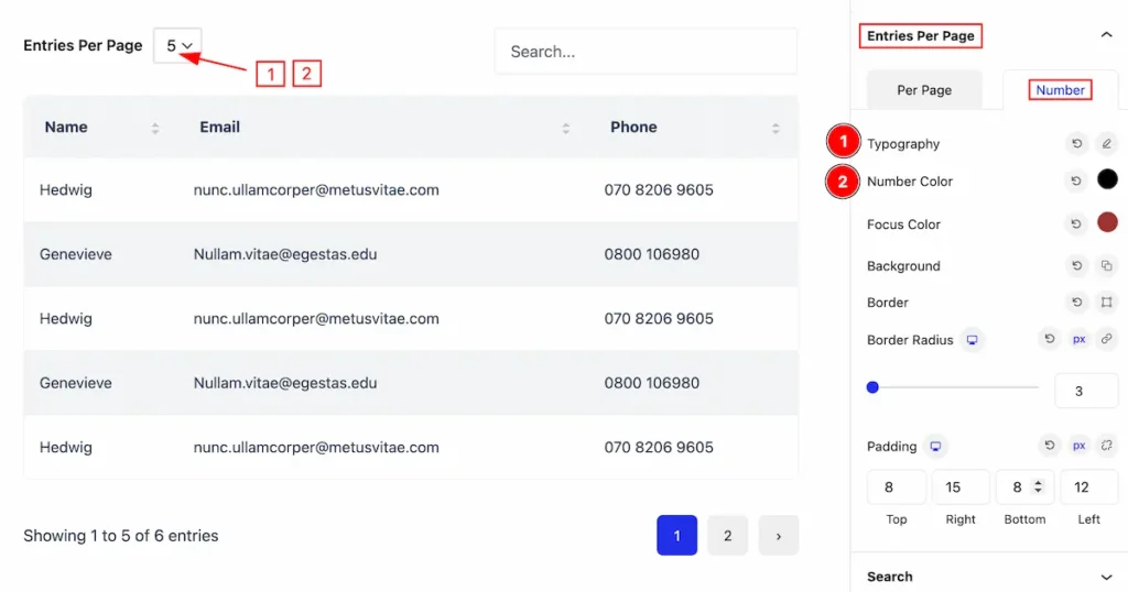 Entries Per Page number - BdThemes