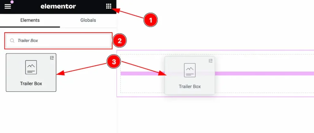 Inserting the Trailer Box widget