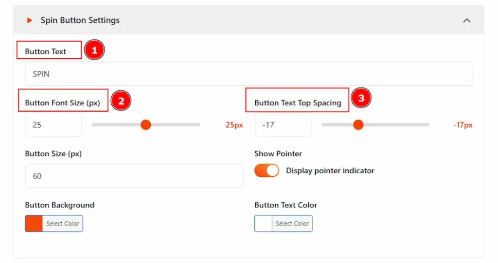 Spin Button Settings Tab