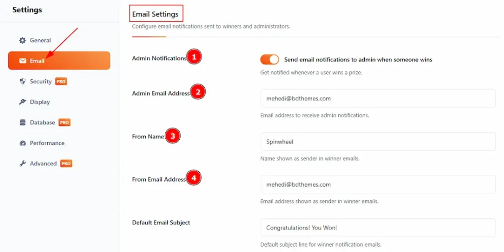Settings Email 01 - BdThemes