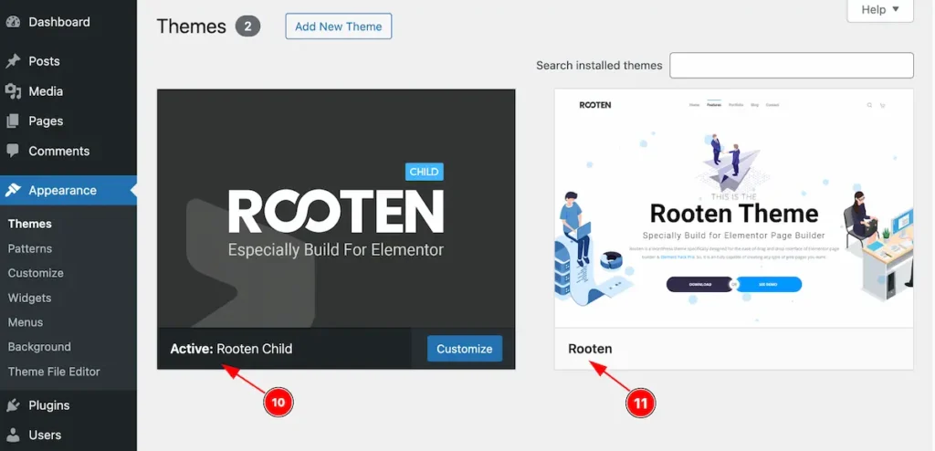 both rooten theme is installed - BdThemes