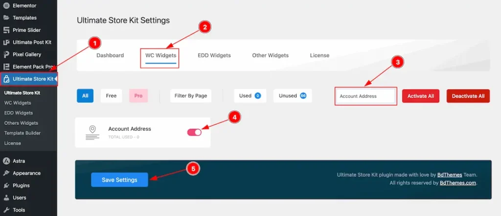 Enable the Account Address Widget Widget