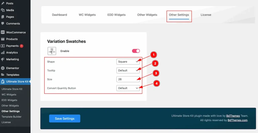 other settings customize - BdThemes