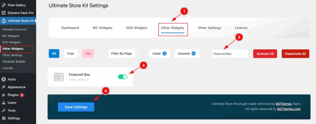 Enable the Featured Box Widget