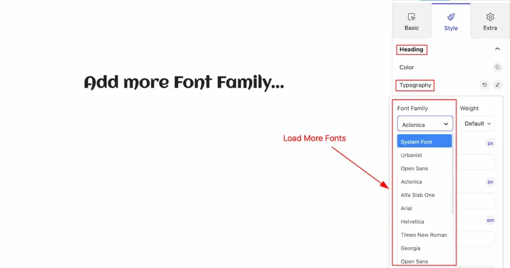 load more fonts - BdThemes