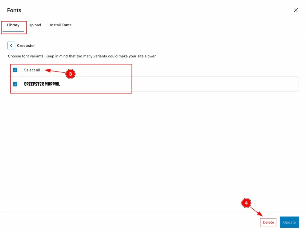 remove fonts delete button - BdThemes