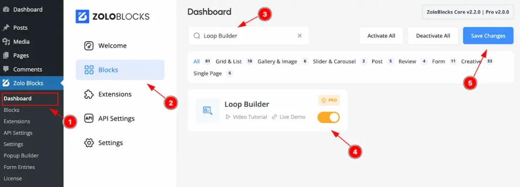 Enable the Loop Builder