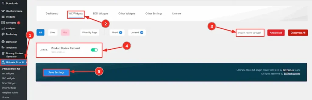 Enabling the Product Review Carousel widget