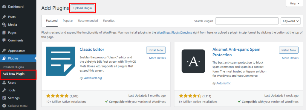 Uploading Free WordPress Plugin