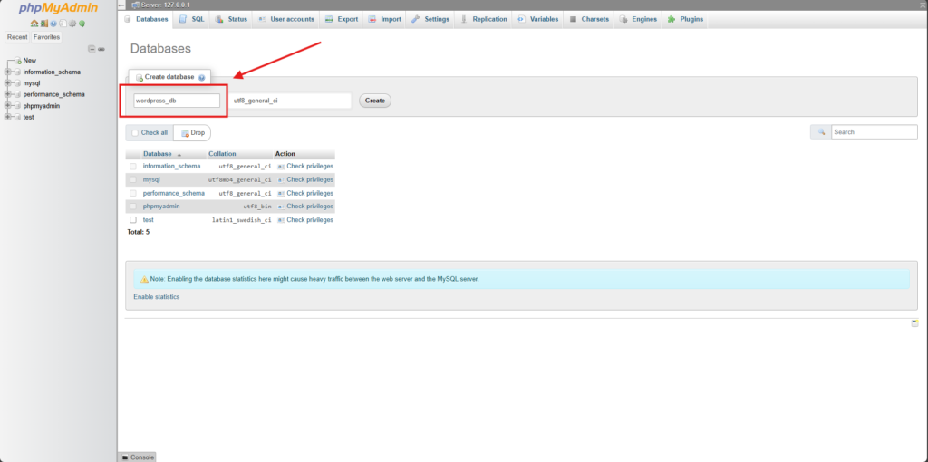 Image: Create a new database