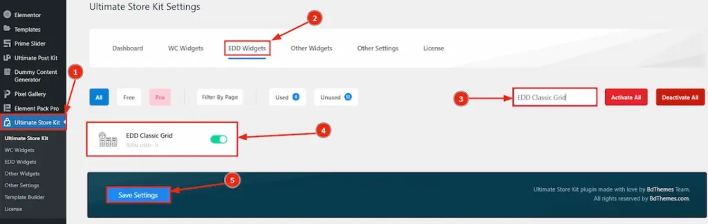 Enable the EDD Classic Grid Widget