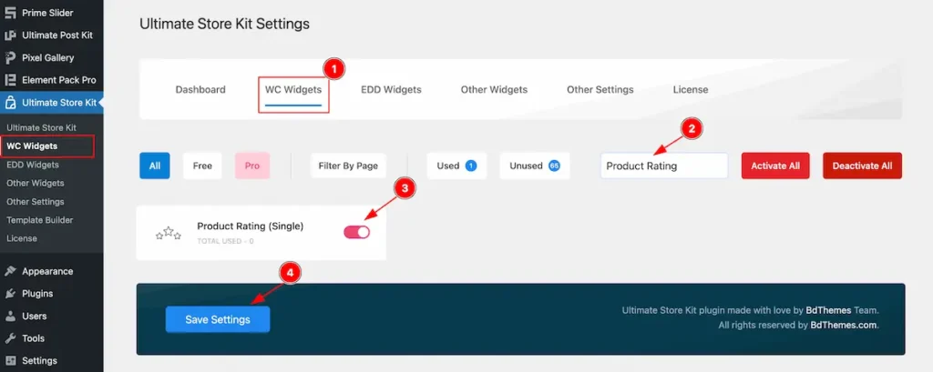 Enable the Product Rating Widget