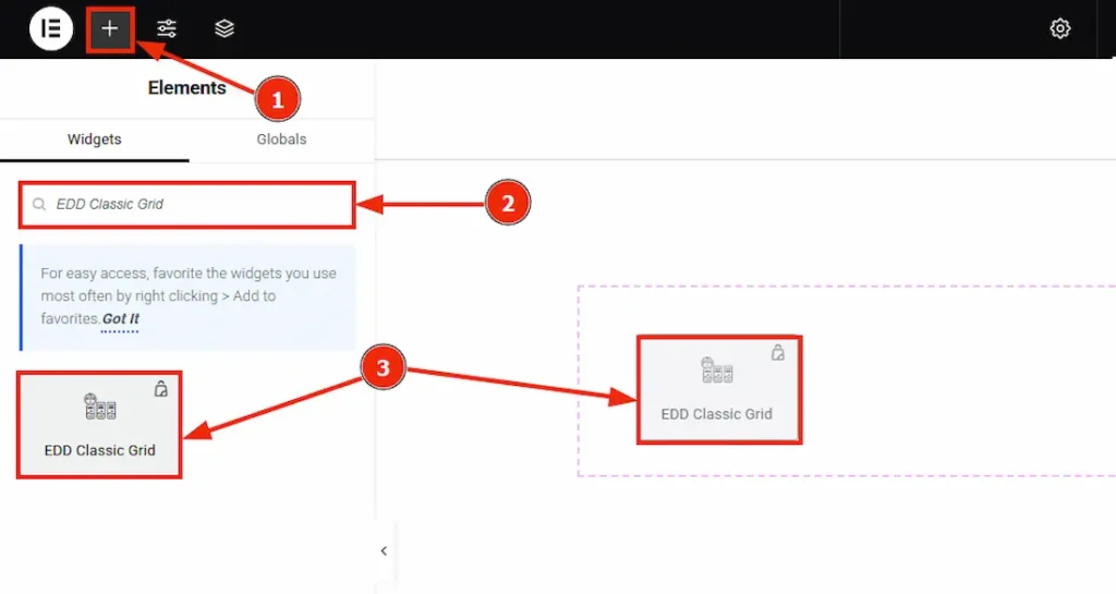 Inserting The EDD Classic Grid widget