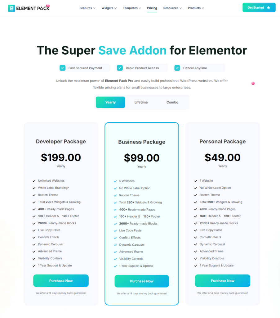 Element Pack Pro - Premium plugin pricing