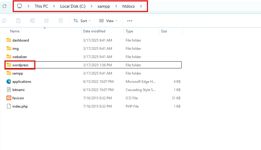 Image: Find the folder named wordpress