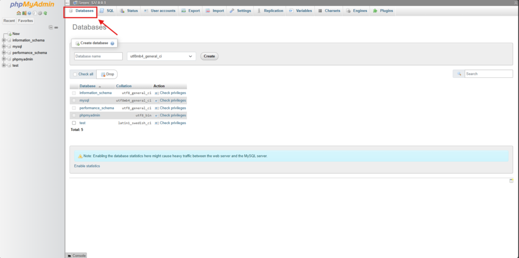 image: Navigate to Databases