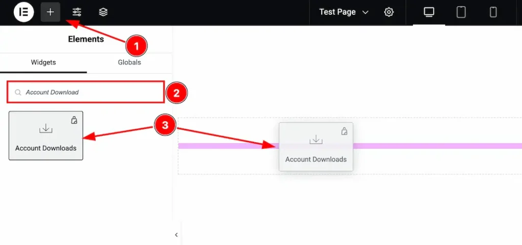 Inserting The Account Login Form widget