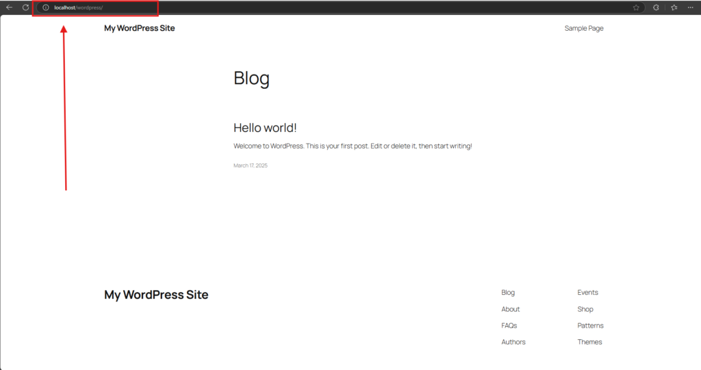 Image: Enter the Localhost URL
