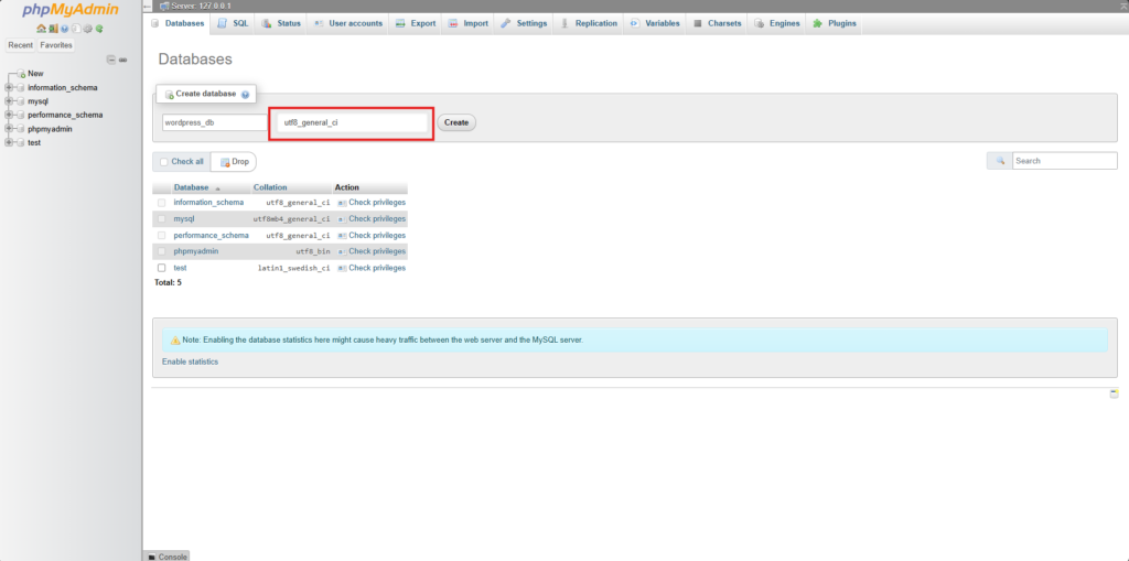 Image: Create database