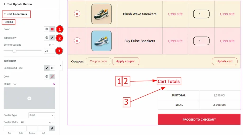 Cart Collaterals Heading - BdThemes