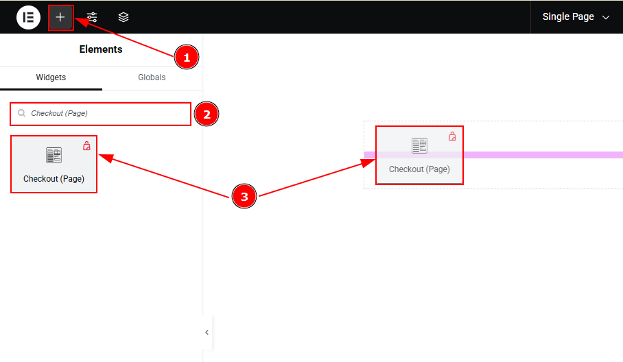Inserting the Checkout Page widget