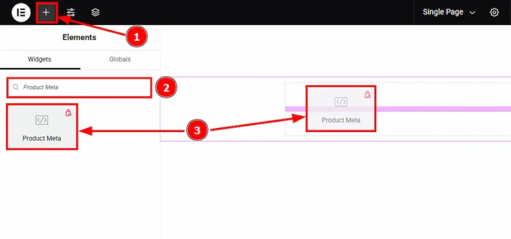 Inserting The Product Meta widget