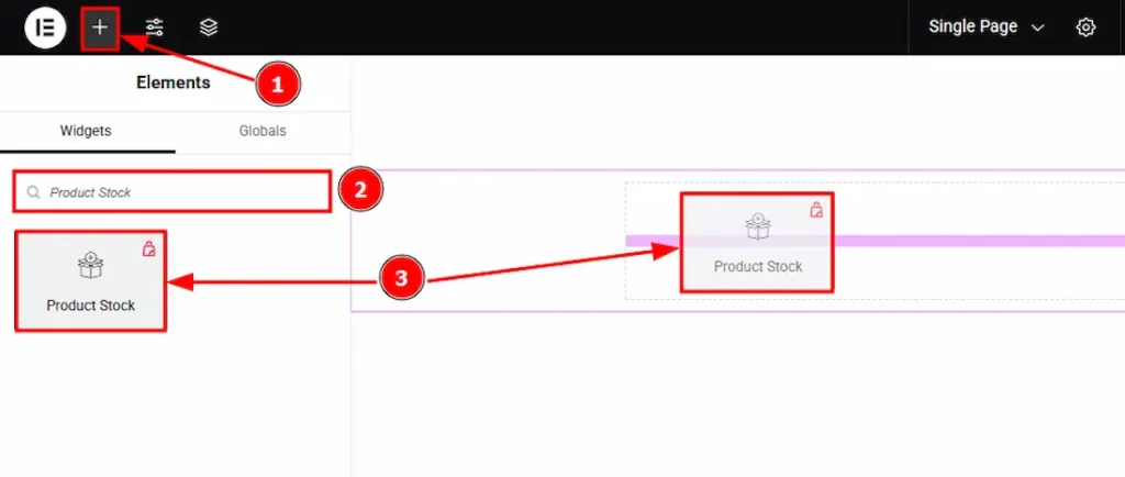 Inserting The Product Stock widget