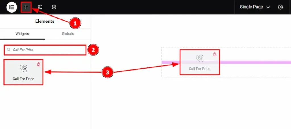 Inserting the Call For Price widget