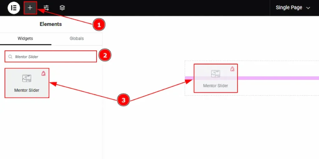 Inserting The Mentor Slider widget